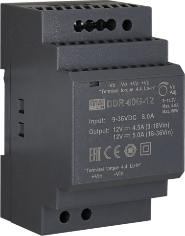 Convertitore ddr 12v/60w/5a dc/dc  for din rail