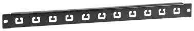Pannello di gestione cavi, nero - 1u - flat