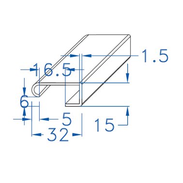 Profilo din zincato a caldo32 x 15 forato