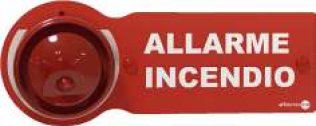 Pannello plastico con scritta allarme incendio per