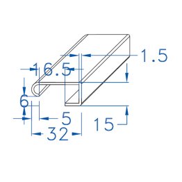 Profilo din zincato a caldo32 x 15 forato
